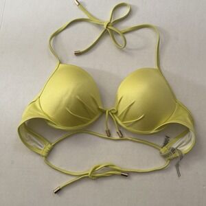 Victoria's Secret Swimwear Bikini Top String Straps Neon Yellow Green 34C
